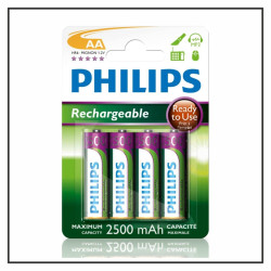 PHILIPS Pilas AA recargables 2500 mAh
