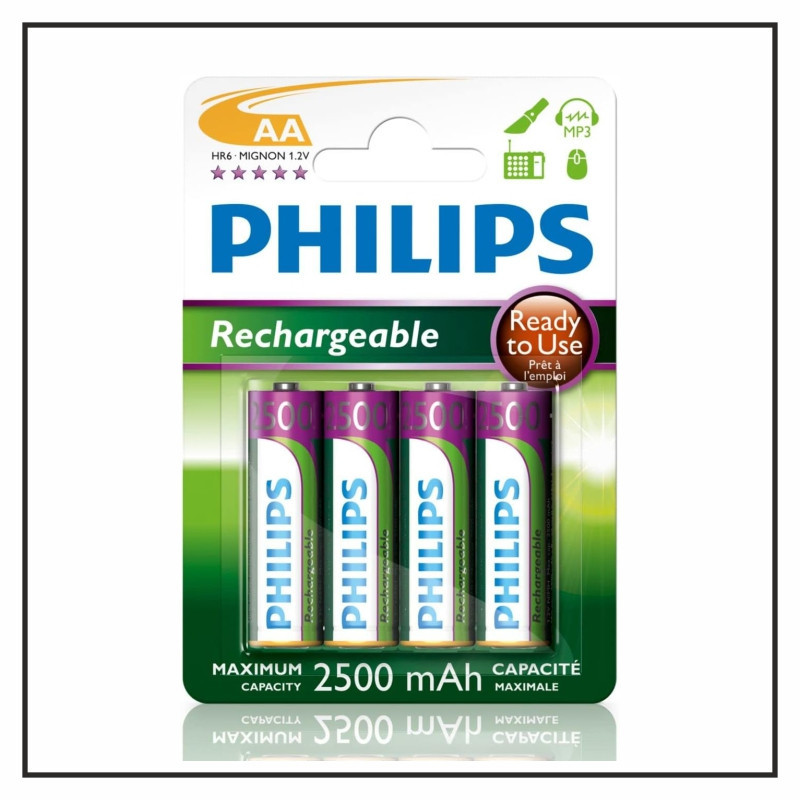 PHILIPS Pilas AA recargables 2500 mAh